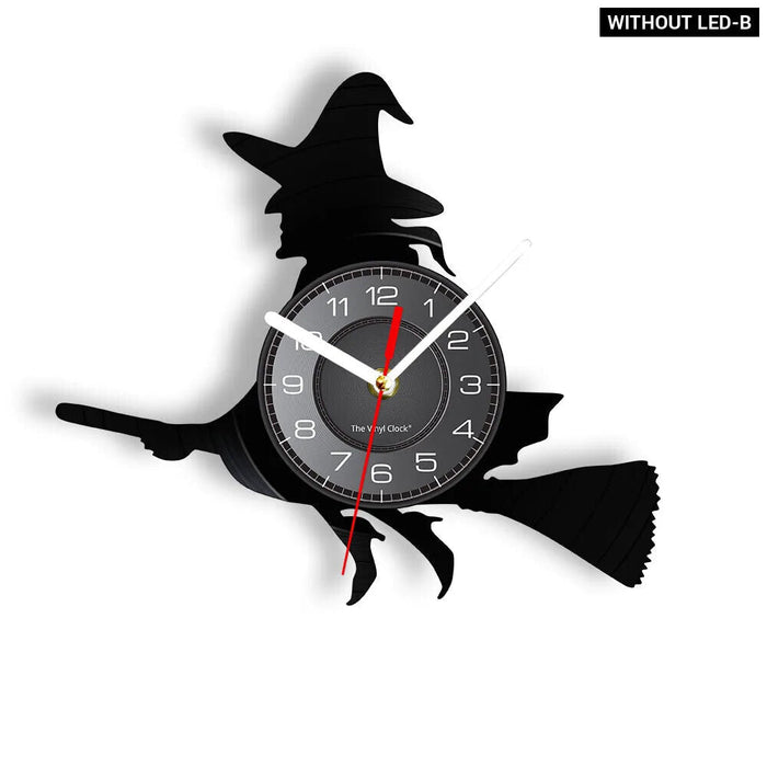 Halloween Witch Vinyl Record Wall Clock