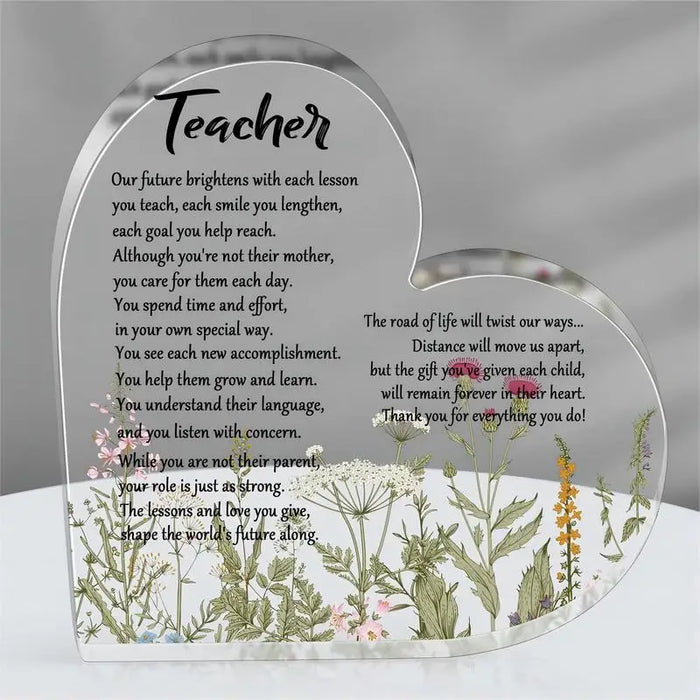 Teacher Appreciation Heart Acrylic Paperweight Thoughtful Gift