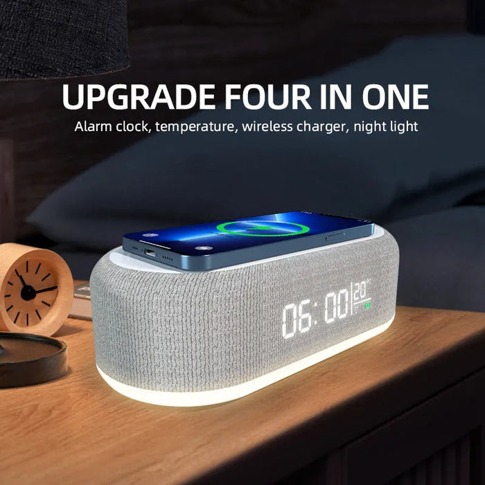 15w Wireless Charger With Alarm Clock And Led Light