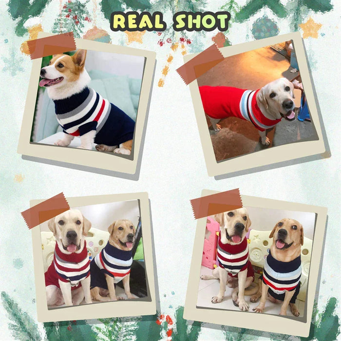 Striped Dog Sweater Warm Knitwear