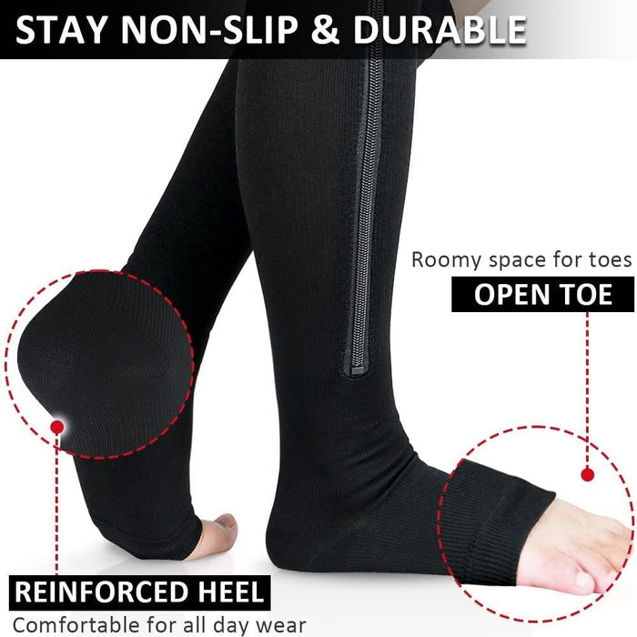 1 Pair Zipper Calf Compression Slim Length Stocking for Women