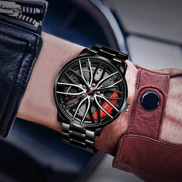Stainless Steel Car Wheel Mens Watch
