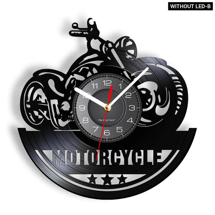 Retro Motorcycle Vinyl Record Wall Clock