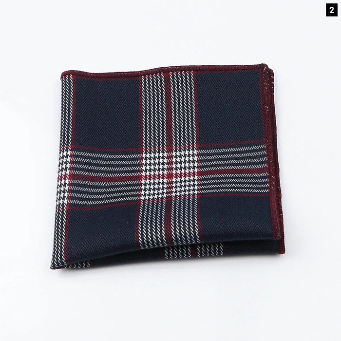 Premium Cotton Plaid Hankerchief Scarf Mens Pocket Square