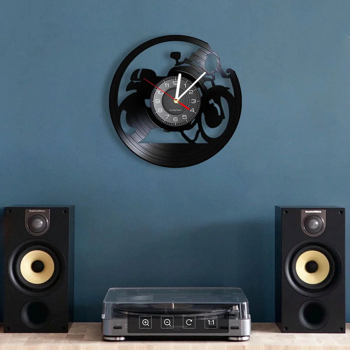 Vinyl Record Cafe Racer Wall Clock