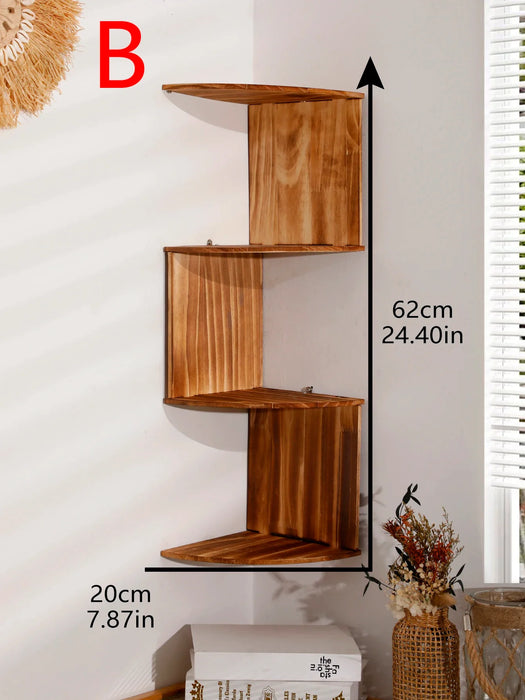 4 Tier Wood Wall Mounted Display Stand