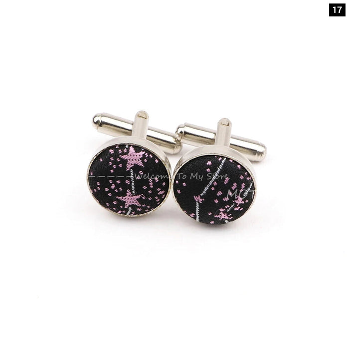 Dark Blue Floral Cufflinks For Weddings And Daily Wear