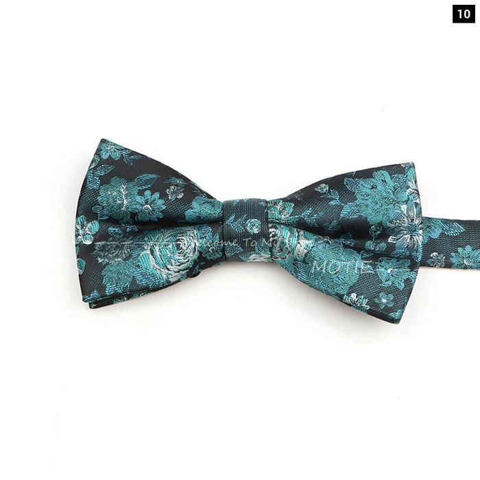 Floral Bowtie For Men Red Polyester Wedding Party Accessory