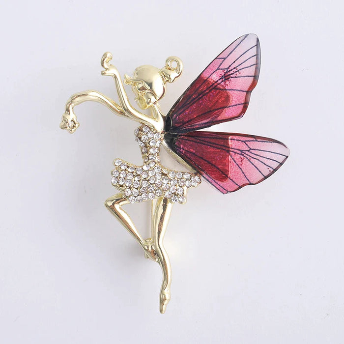 Fairy Genie Crystal Wings Lapel Pin For Women