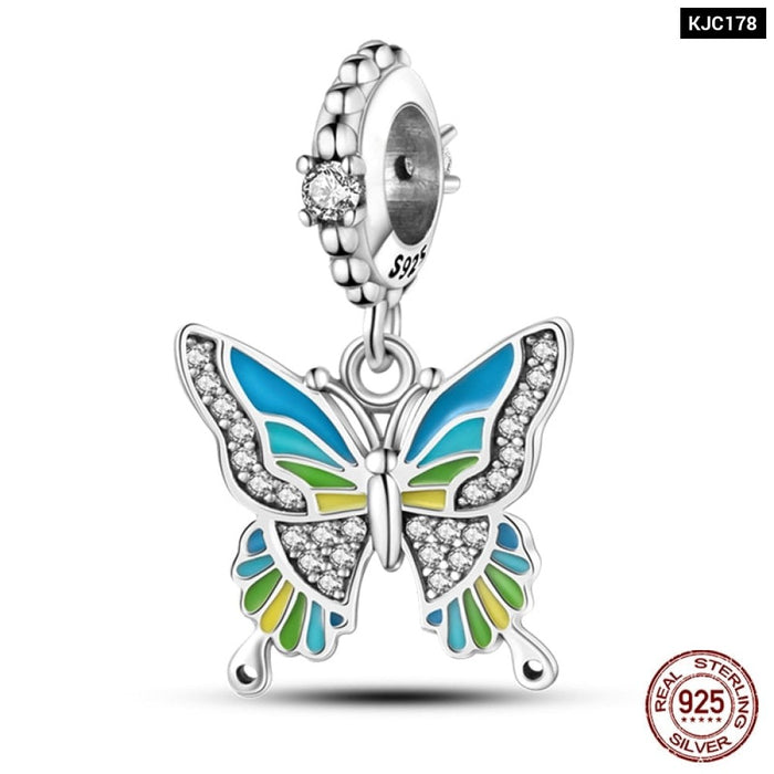 Fit Pandora 925 Original Bracelet 925 Sterling Silver Flower Bird Series Charms Beads For Women DIY Jewelrys Making