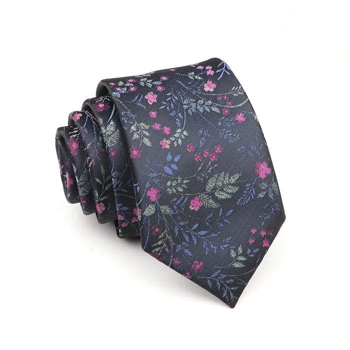 Blue Floral Jacquard Tie For Business Weddings And Daily Wear