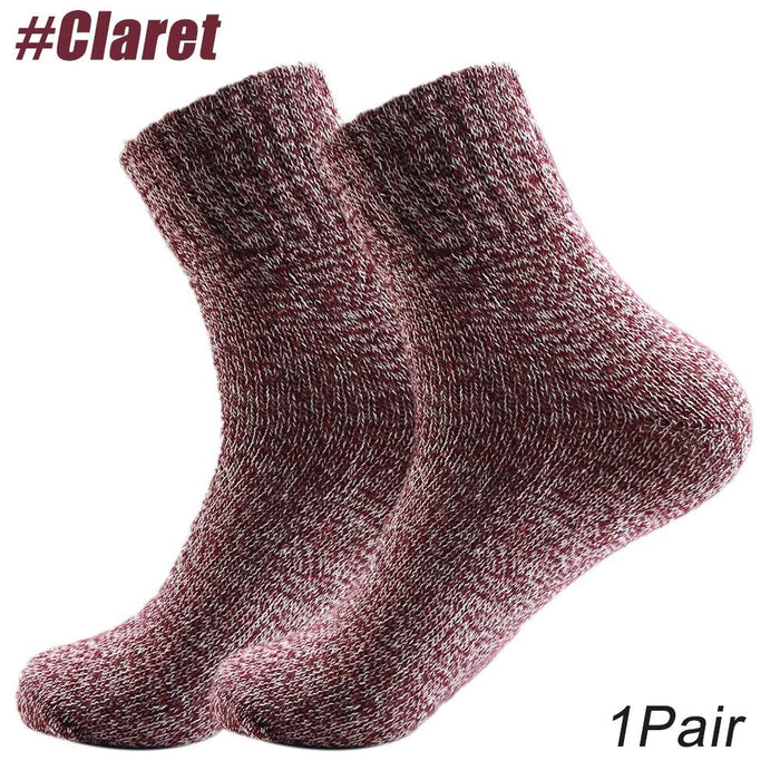 1 Pair Thick Knit Vintage Winter Warm Cozy Crew Socks For Women