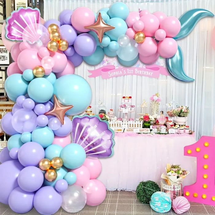 99Pcs Mermaid Themed Balloon Garland Arch Set Suitable For Birthday Parties And Celebration Decorations Indoor And Outdoor Use