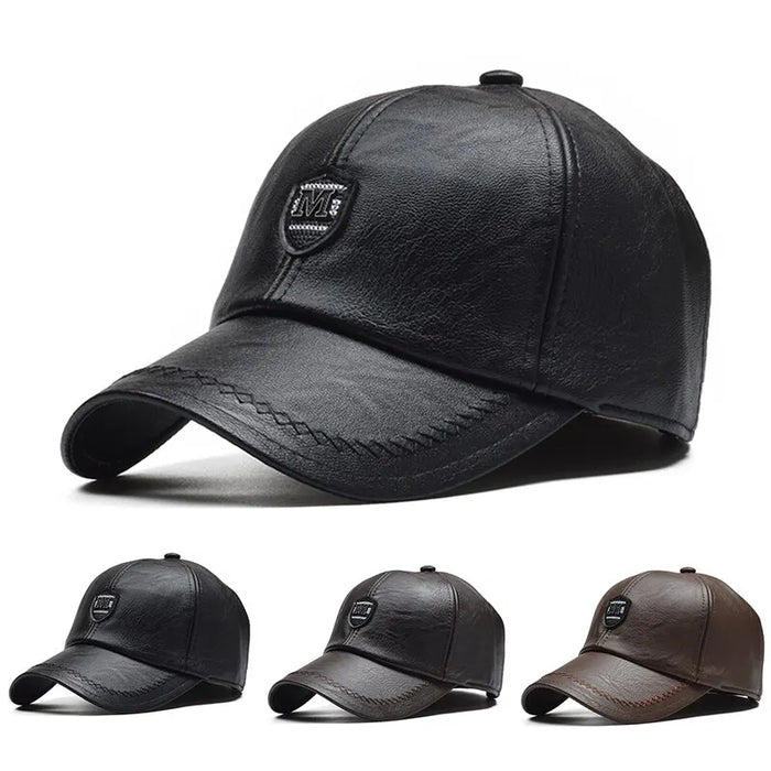 Adjustable Pu Leather Baseball Cap / Hat For Outdoor Wear