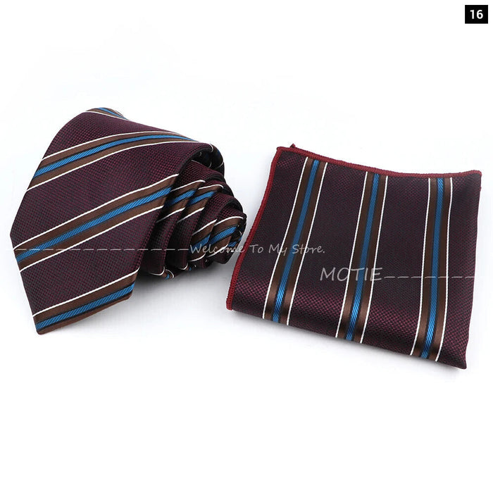 Brown Ties And Pocket Square Set For Weddings And Daily Wear