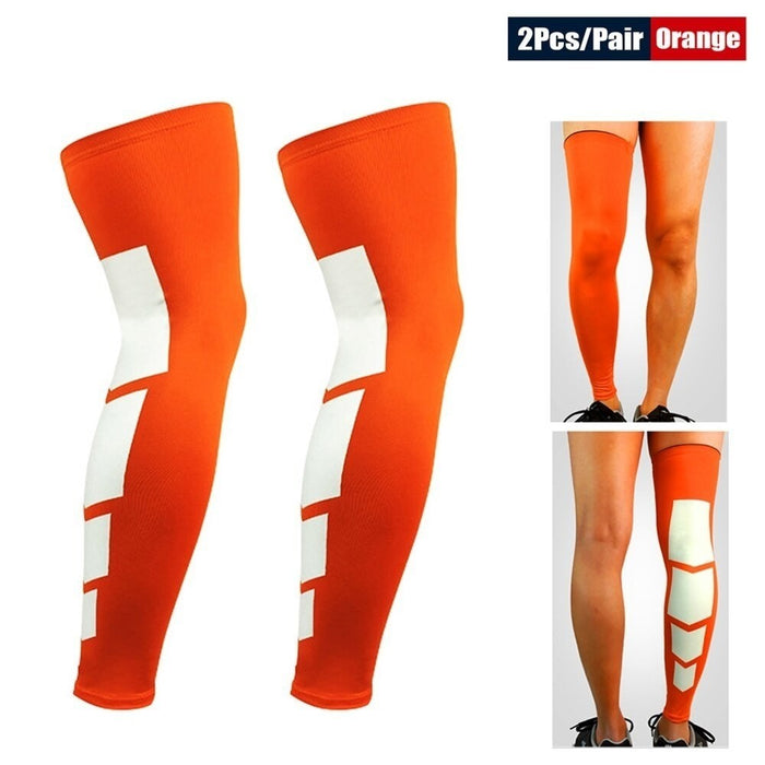 Anti-slip Calf & Shin Splint Sports Compression Long Leg Sleeves For Cycling Running