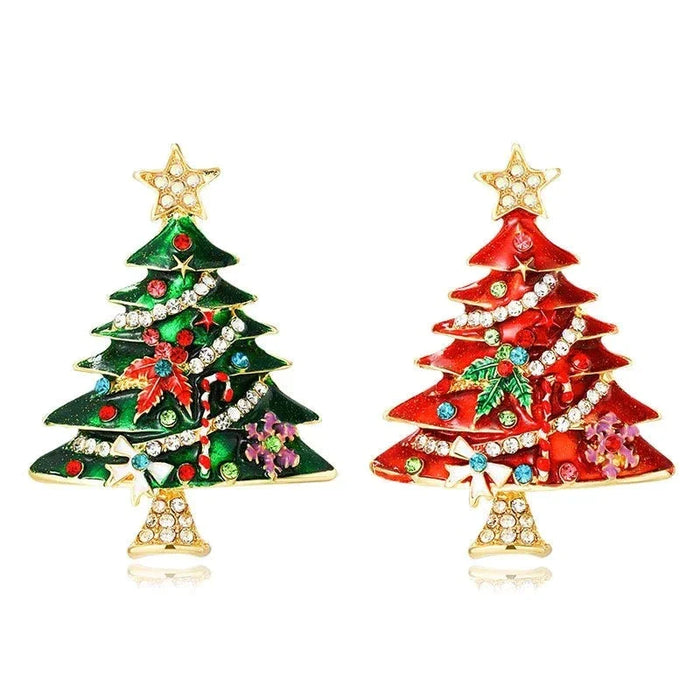 Christmas Tree Brooch With Rhinestone Lamps Luxury Jewelry