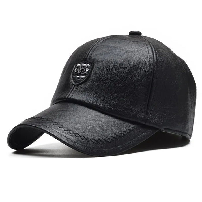 Adjustable Pu Leather Baseball Cap / Hat For Outdoor Wear