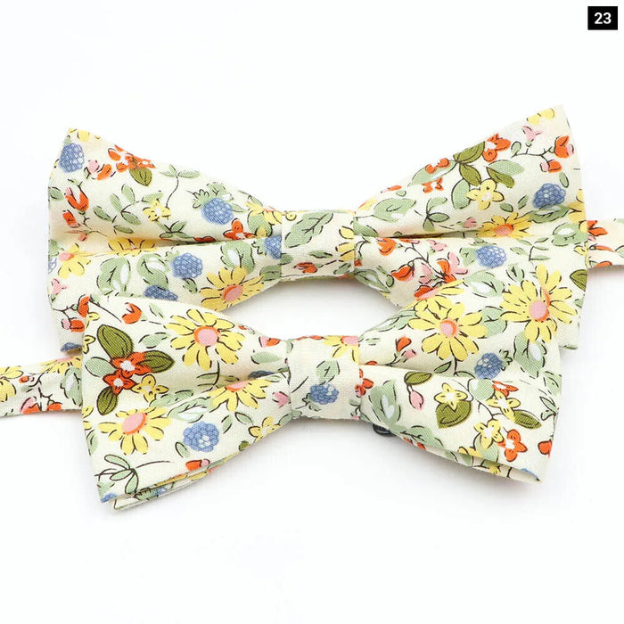 Colourful Floral Bow Ties Fashionable Cotton For Weddings And Parties