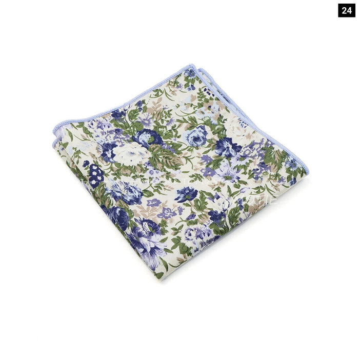 Wedding Suit Pocket Square Cotton Flower Hankerchief For Men Gift