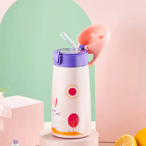 500ml Stainless Steel Coffee Cup With Straw For Kids