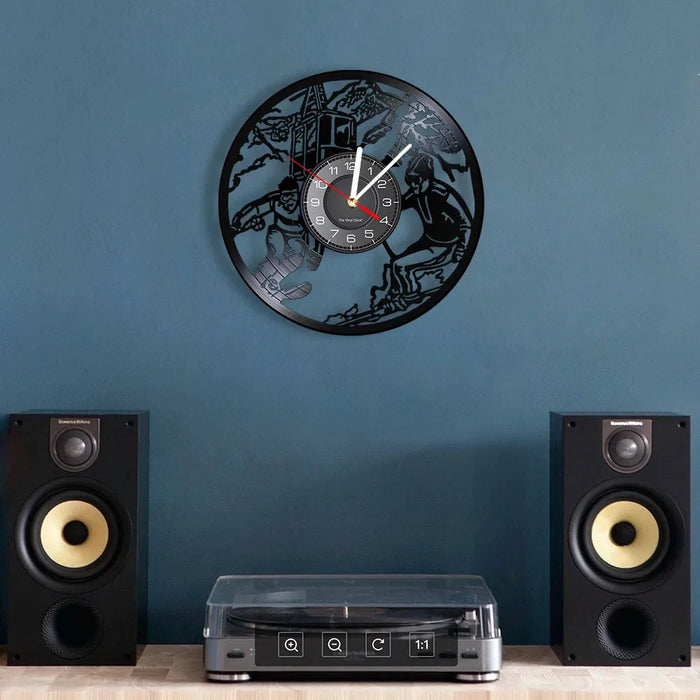 Vinyl Record Skiing Wall Clock