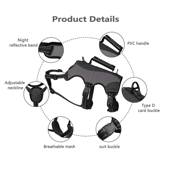 Tactical Dog Harness Leash Set No Pull Reflective Easy Control