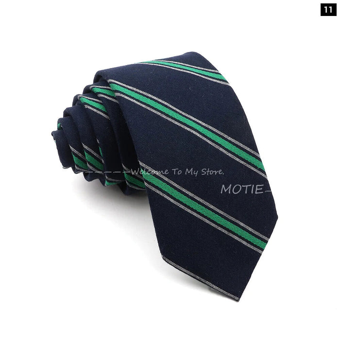 Classic Striped Cotton Necktie For Business And Weddings