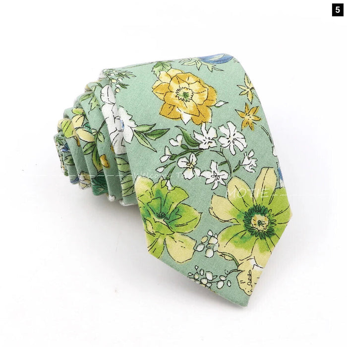 Blue Floral Cotton Ties For Weddings Business And Daily Wear