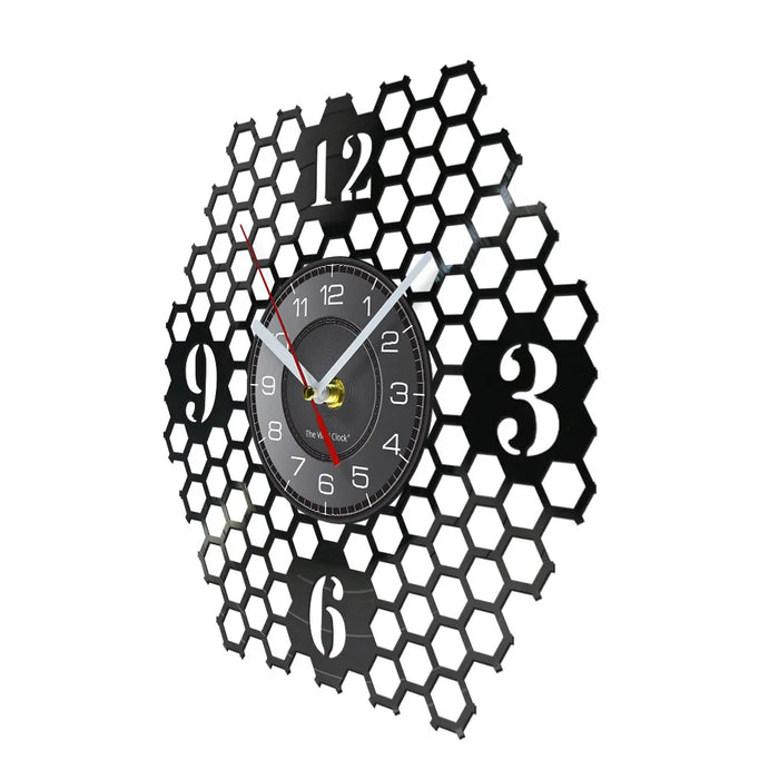 Geometric Honeycomb Vinyl Record Wall Clock