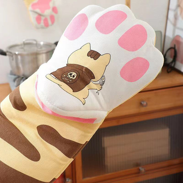 Single Microwave Cotton Gloves Cute Cat Paws Oven Insulation Gloves Single Kitchen Baking Supplies