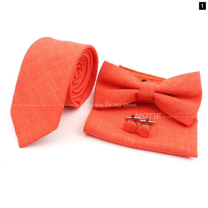 27 Colour Tie Set Classic Cotton Pocket Square Cufflink And Bowtie For Mens Wedding Party Accessories