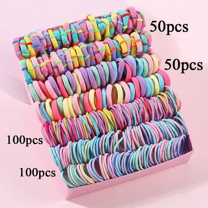 250 300pcs Girls Hair Bands Set Colourful Nylon Elastic