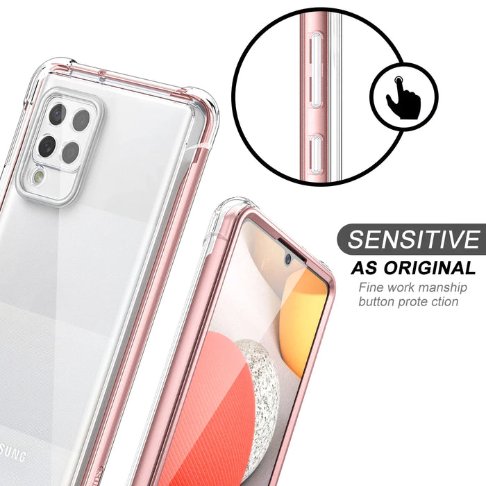360 Full Body Double Layer Clear Case For Samsung Galaxy A42 Shockproof Cover With Built In Screen Protector
