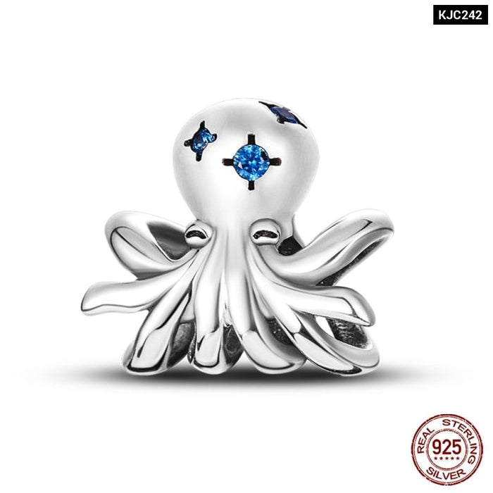 925 Sterling Silver Ocean Series Turtle Crab Mermaid Charms Beads Fit Original Pandora Bracelets Bangles Jewelrys