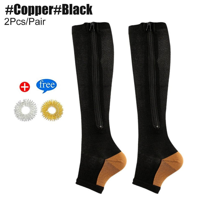 2Pcs/Pair Zipper Compression Skin Protection Open Toe Socks for Men Women