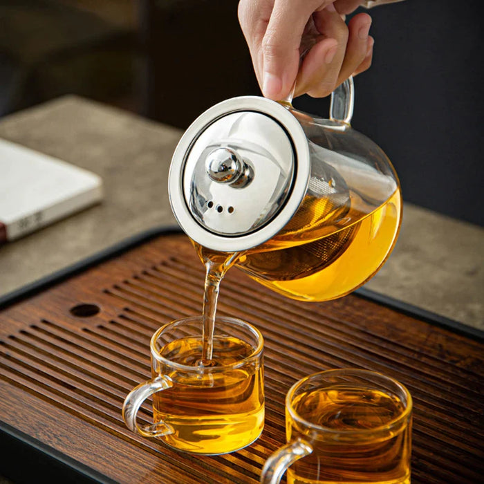 Clear Glass Kung Fu Teapot Set With Filter