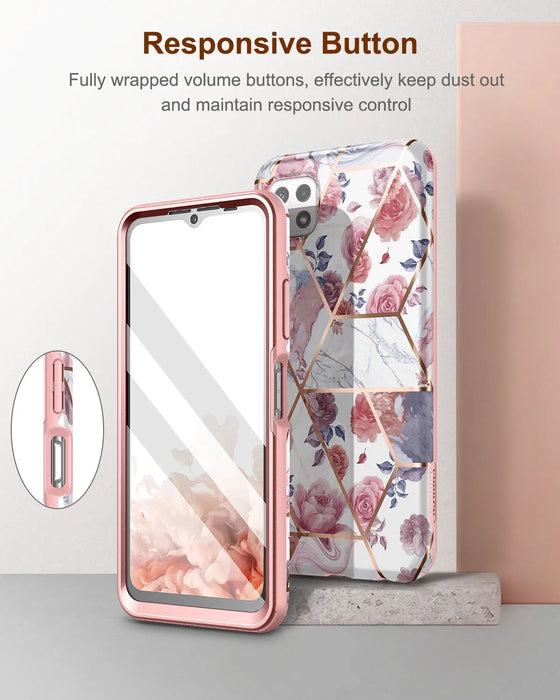 Shockproof Marble Case For Samsung Galaxy A22 With Screen Protector