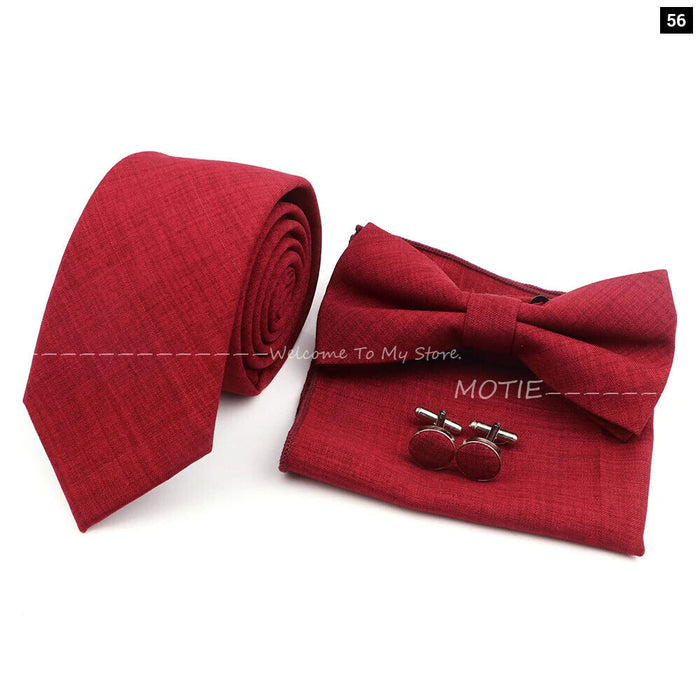 27 Colour Tie Set Classic Cotton Pocket Square Cufflink And Bowtie For Mens Wedding Party Accessories