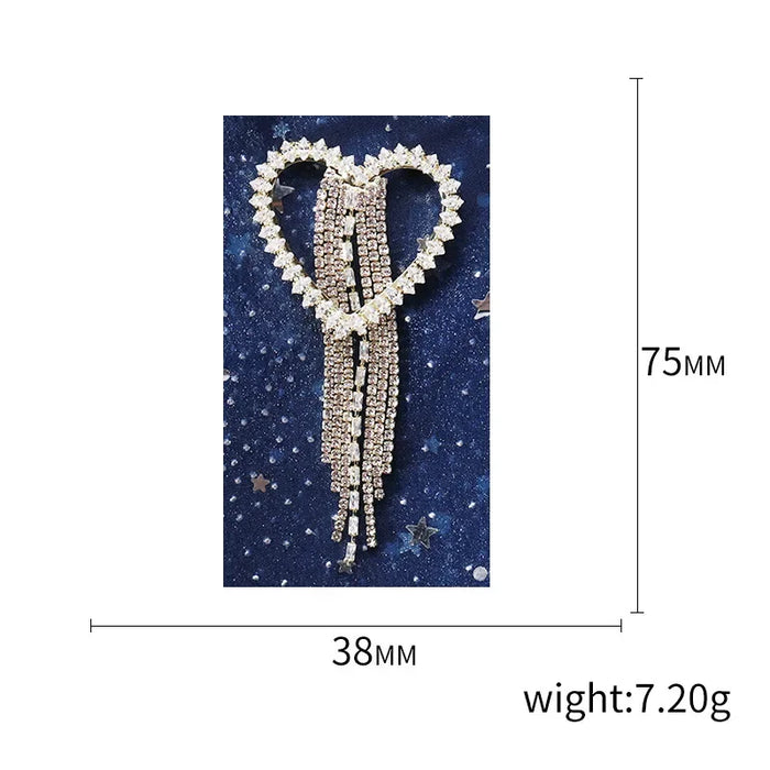 Rhinestone Tassel Brooch Korean Fashion Bow Tie Lapel Pin For Women