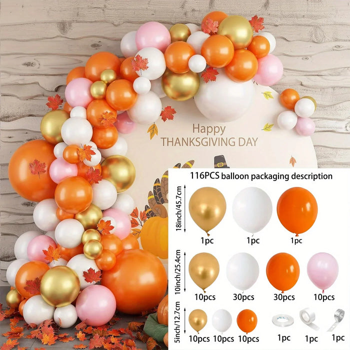 141Pcs Fall Balloon Wreath Arch Kit - Suitable For Thanksgiving Birthday Bachelor Party Graduation Ceremony Decoration