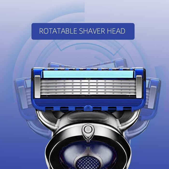 Manual Shaving For Men Replace Head Five Layer Blade Eight Comfortable Shaving Blades The Latest Blue No Skin Damage Uncharged