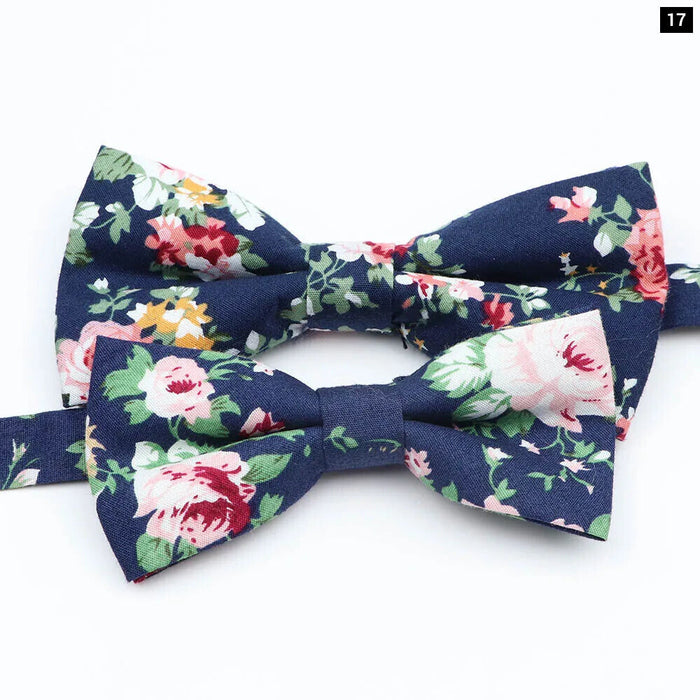 Colourful Floral Bow Ties Fashionable Cotton For Weddings And Parties