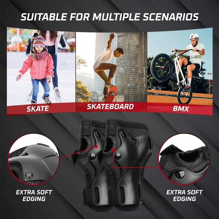 6Pcs Adult/Child Knee Elbow Pad Wrist Guard Protective Gear Set for Roller Skating Skateboard