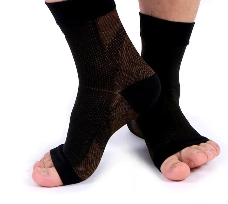 1 Pair Copper Compression Recovery Foot Sleeves Socks For Arch Pain Swelling & Heel Spurs