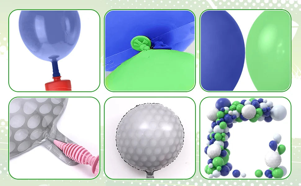 130Pcs Golf Party Birthday Balloon Set Suitable For Golf Foil Balloon Adult Golf Theme Sports Competition Theme Party Decoration