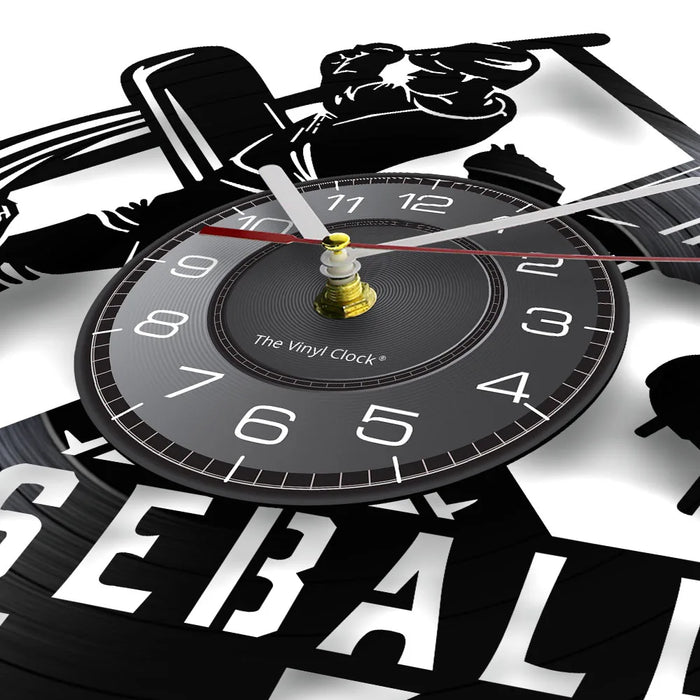 Baseball Hitter And Catcher Vinyl Record Wall Clock