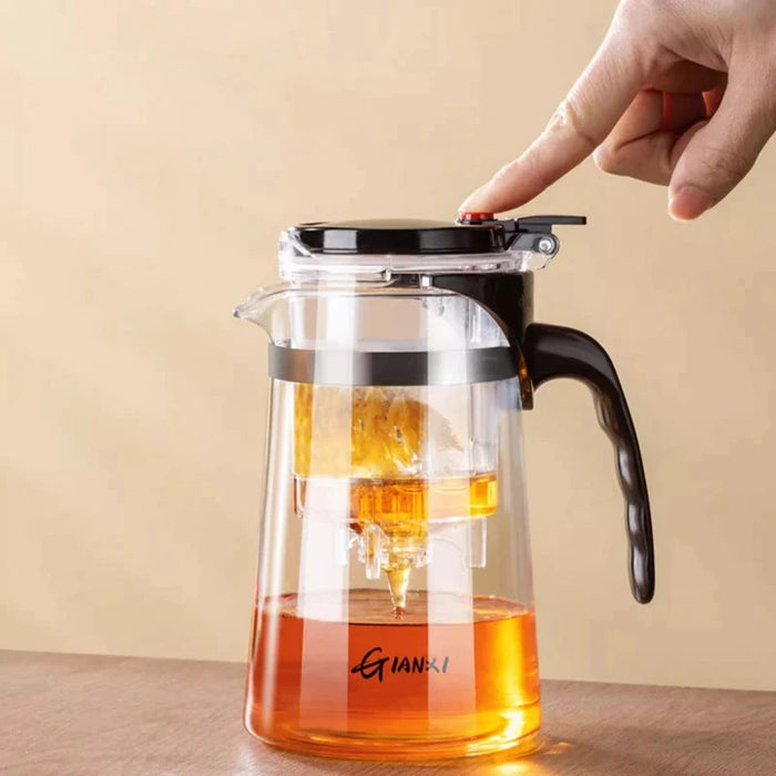 High Temp Glass Teapot With One Button Filter