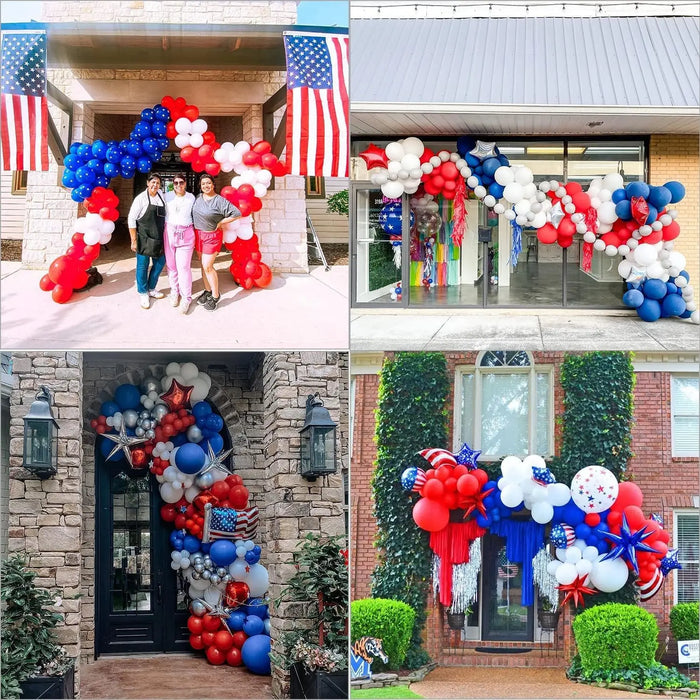 132Pcs Red White And Blue Balloon Garland Set Balloons Suitable For Graduation Party Independence Day Balloon Arch Decoration