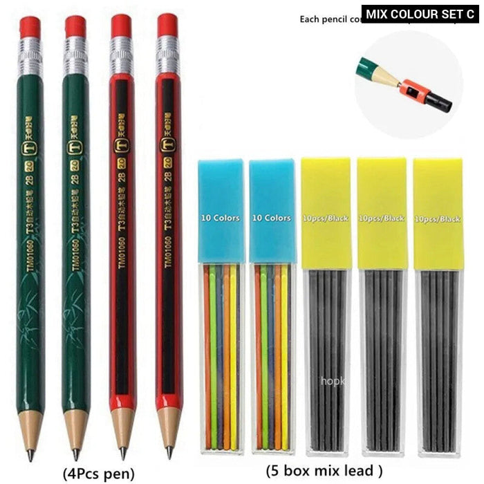 2.0Mm Mechanical Pencil Set With Sharpener And Colour Leads Stationery